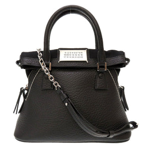 新品同様 メゾン マルジェラ 5AC マイクロ レザー ブラック S56WG0081 2WAY ハンドバッグ バッグ 黒 0021 【中古】 Maison Margiela