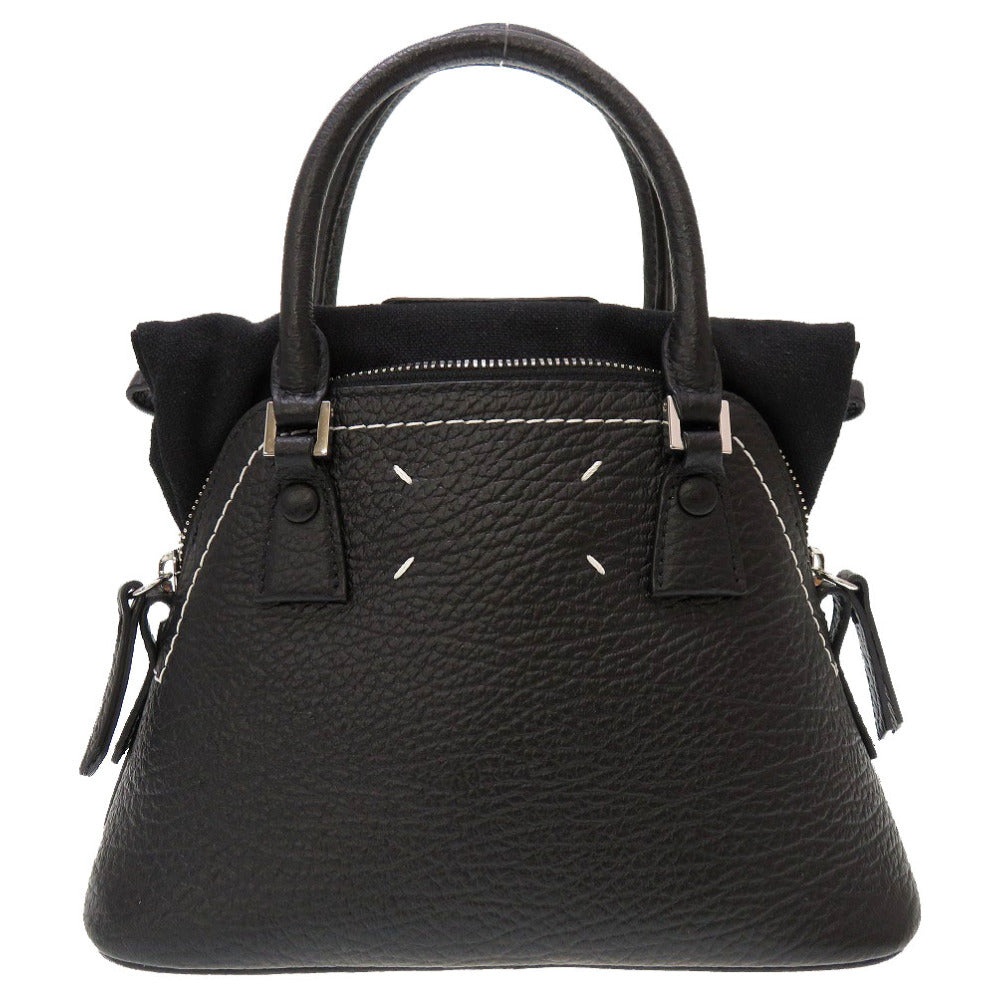 新品同様 メゾン マルジェラ 5AC マイクロ レザー ブラック S56WG0081 2WAY ハンドバッグ バッグ 黒 0021 【中古】 Maison Margiela