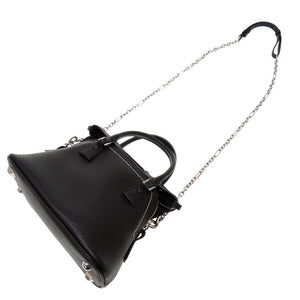 新品同様 メゾン マルジェラ 5AC マイクロ レザー ブラック S56WG0081 2WAY ハンドバッグ バッグ 黒 0021 【中古】 Maison Margiela