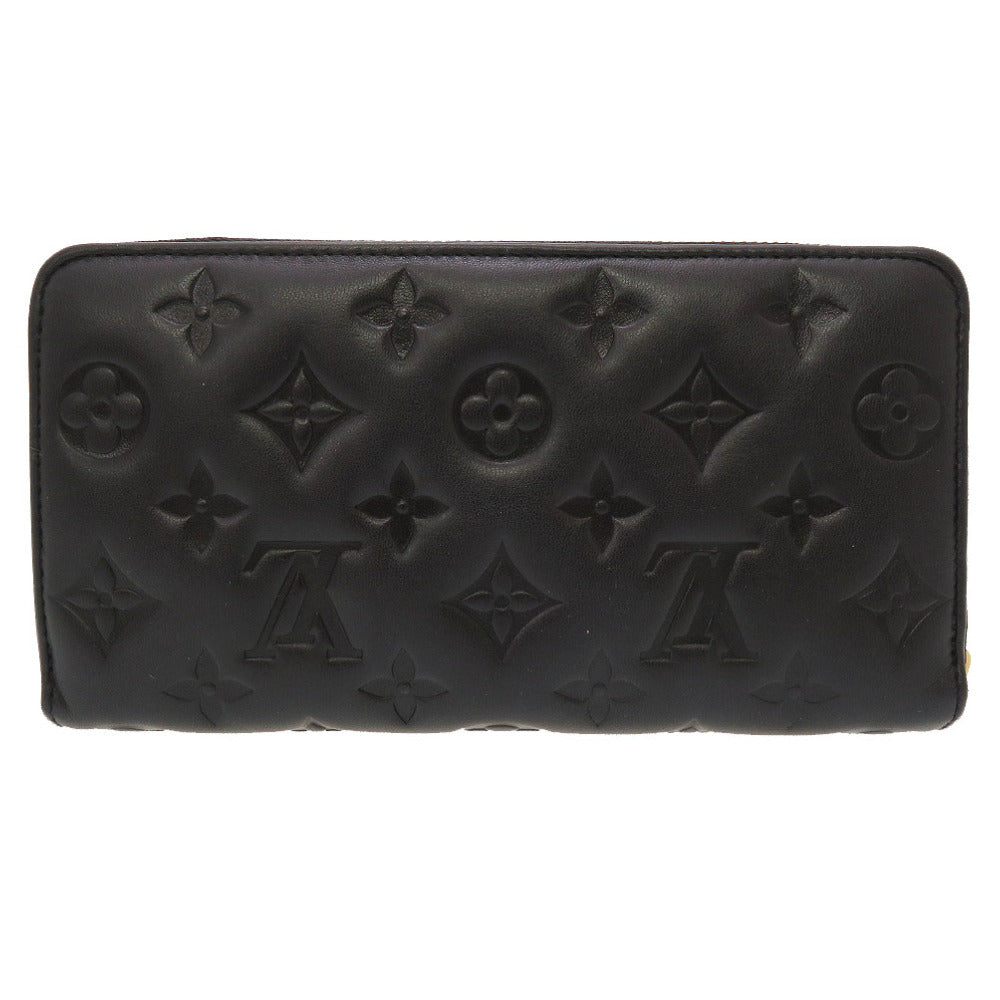 美品 ルイ ヴィトン モノグラム エンボス ジッピーウォレット ブラック ラムレザー M81510 ラウンドファスナー 長財布 財布 黒 LV 0035 【中古】 LOUIS VUITTON