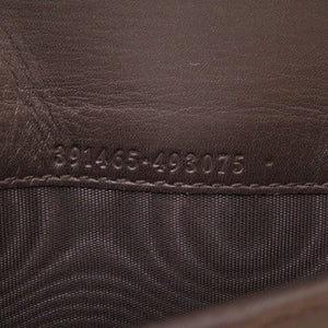 美品 グッチ マイクログッチシマ ブラウン 391465 ラウンドファスナー 長財布 トラベルケース 財布 茶 0038 【中古】 GUCCI