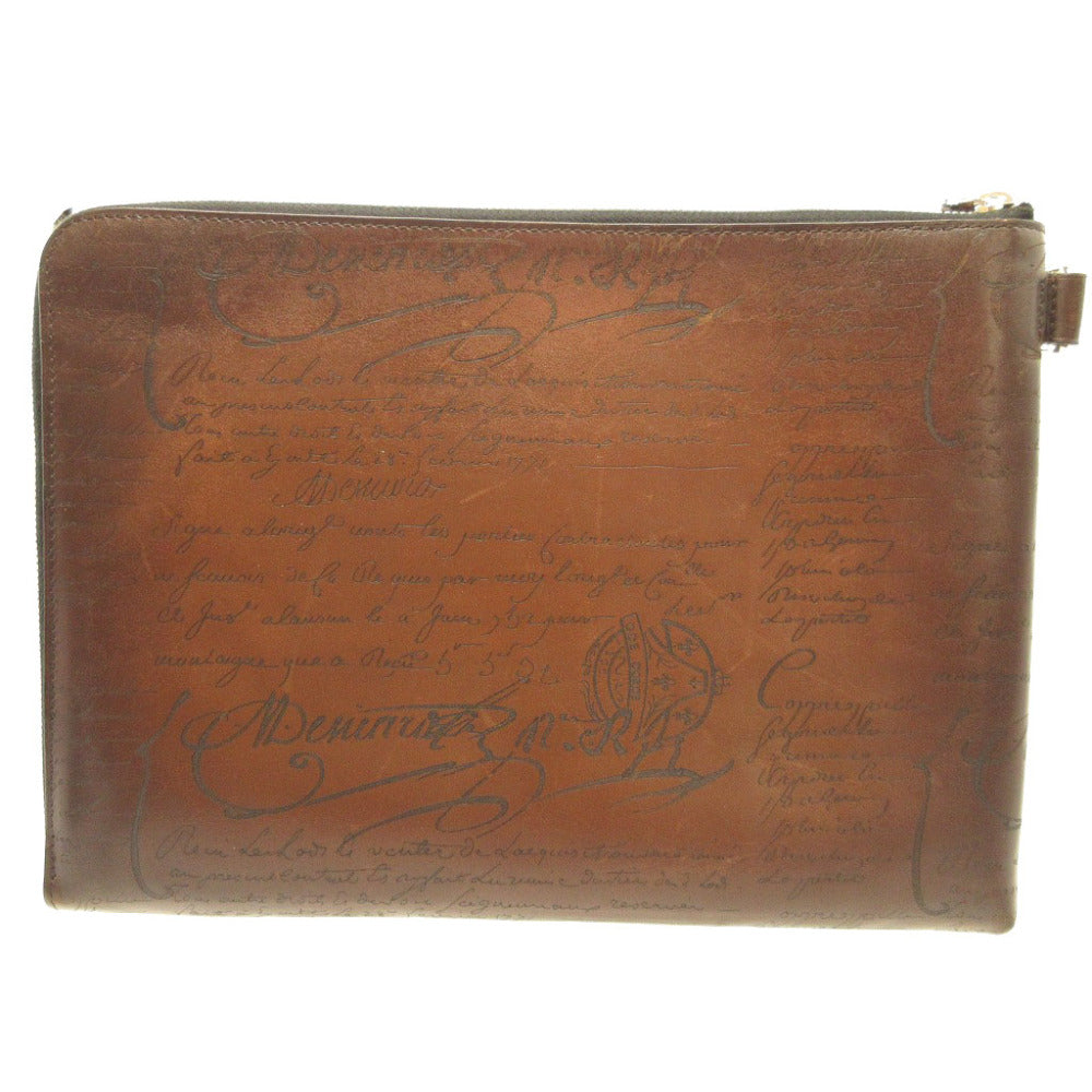 ベルルッティ ニノGM カリグラフィ ベネチアンレザー ジップ クラッチバッグ ブラウン 茶 書類ケース ブリーフケース 0040 【中古】Berluti