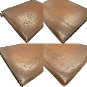 ベルルッティ ニノGM カリグラフィ ベネチアンレザー ジップ クラッチバッグ ブラウン 茶 書類ケース ブリーフケース 0040 【中古】Berluti