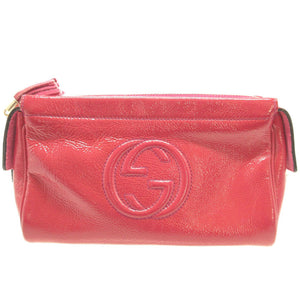 グッチ 338191 ソーホー インターロッキングG パテントレザー ピンク フリンジ タッセル ポーチ 0042【中古】GUCCI