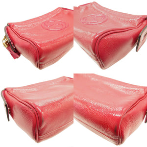 グッチ 338191 ソーホー インターロッキングG パテントレザー ピンク フリンジ タッセル ポーチ 0042【中古】GUCCI