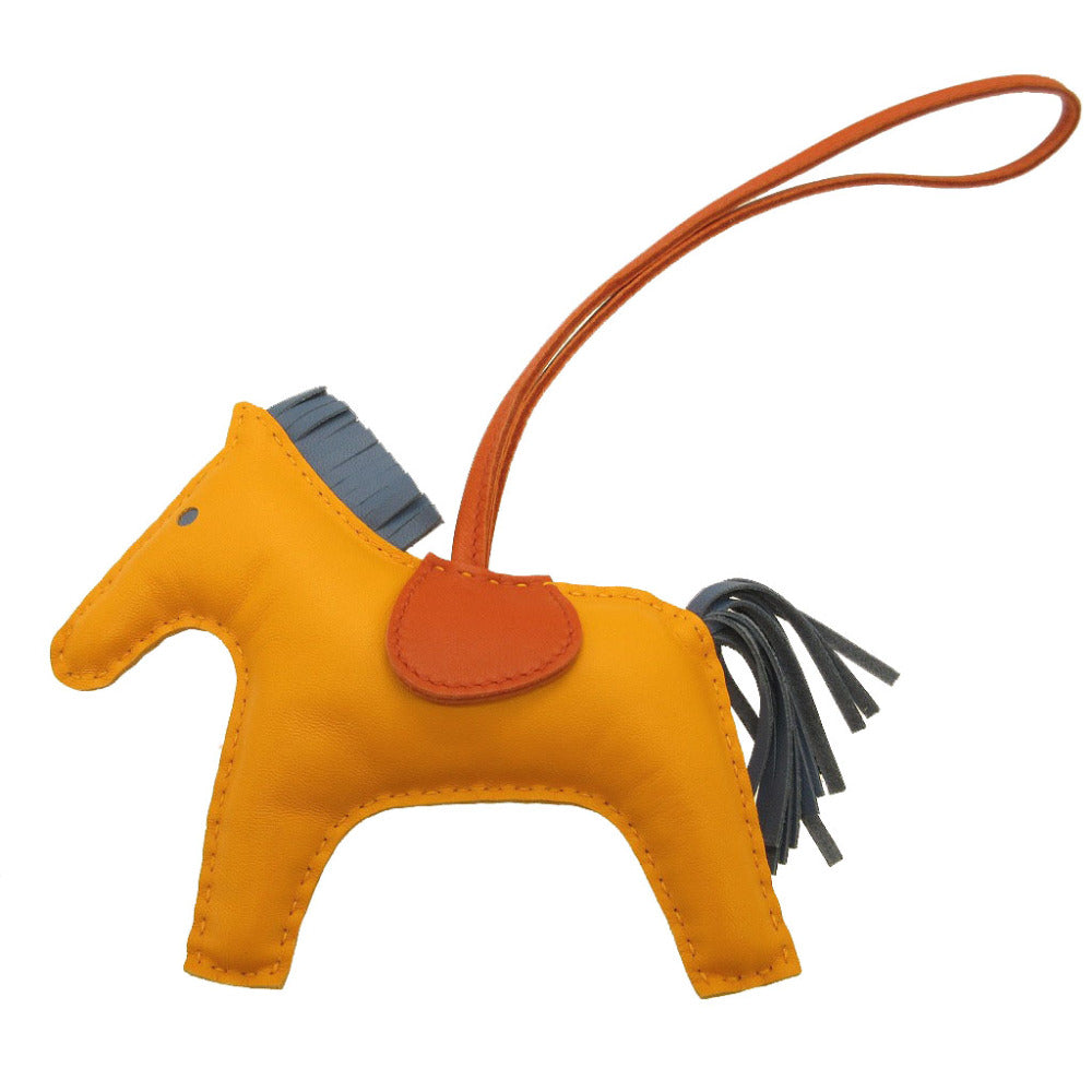 美品 エルメス ロデオチャームMM アニューミロ ジョーヌドール カーネリアン ブルーアガット バッグチャーム キーホルダー 0043【中古】HERMES