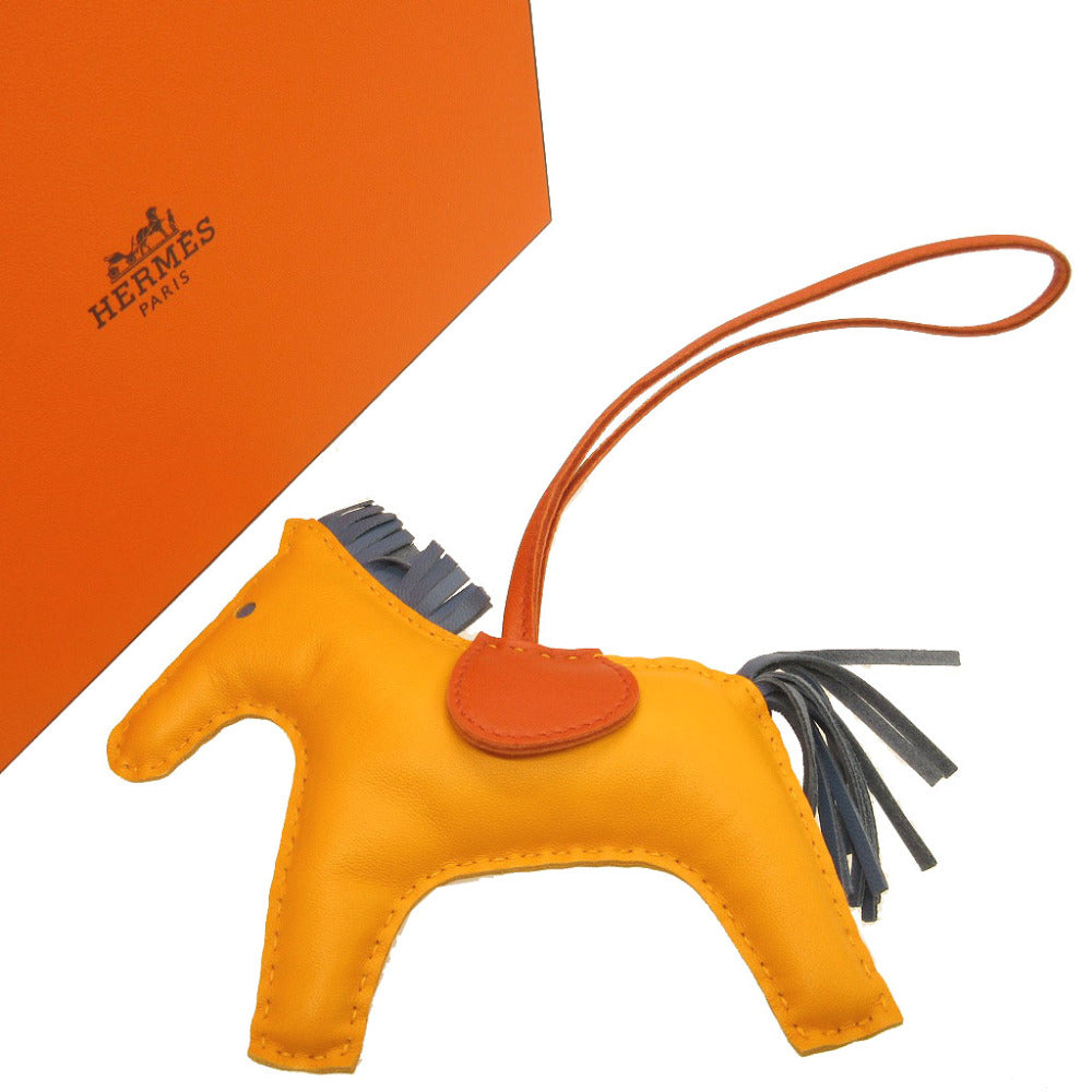 美品 エルメス ロデオチャームMM アニューミロ ジョーヌドール カーネリアン ブルーアガット バッグチャーム キーホルダー 0043【中古】HERMES