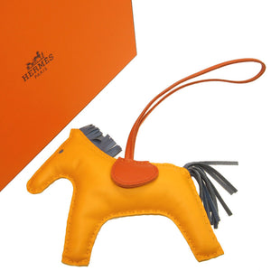 美品 エルメス ロデオチャームMM アニューミロ ジョーヌドール カーネリアン ブルーアガット バッグチャーム キーホルダー 0043【中古】HERMES