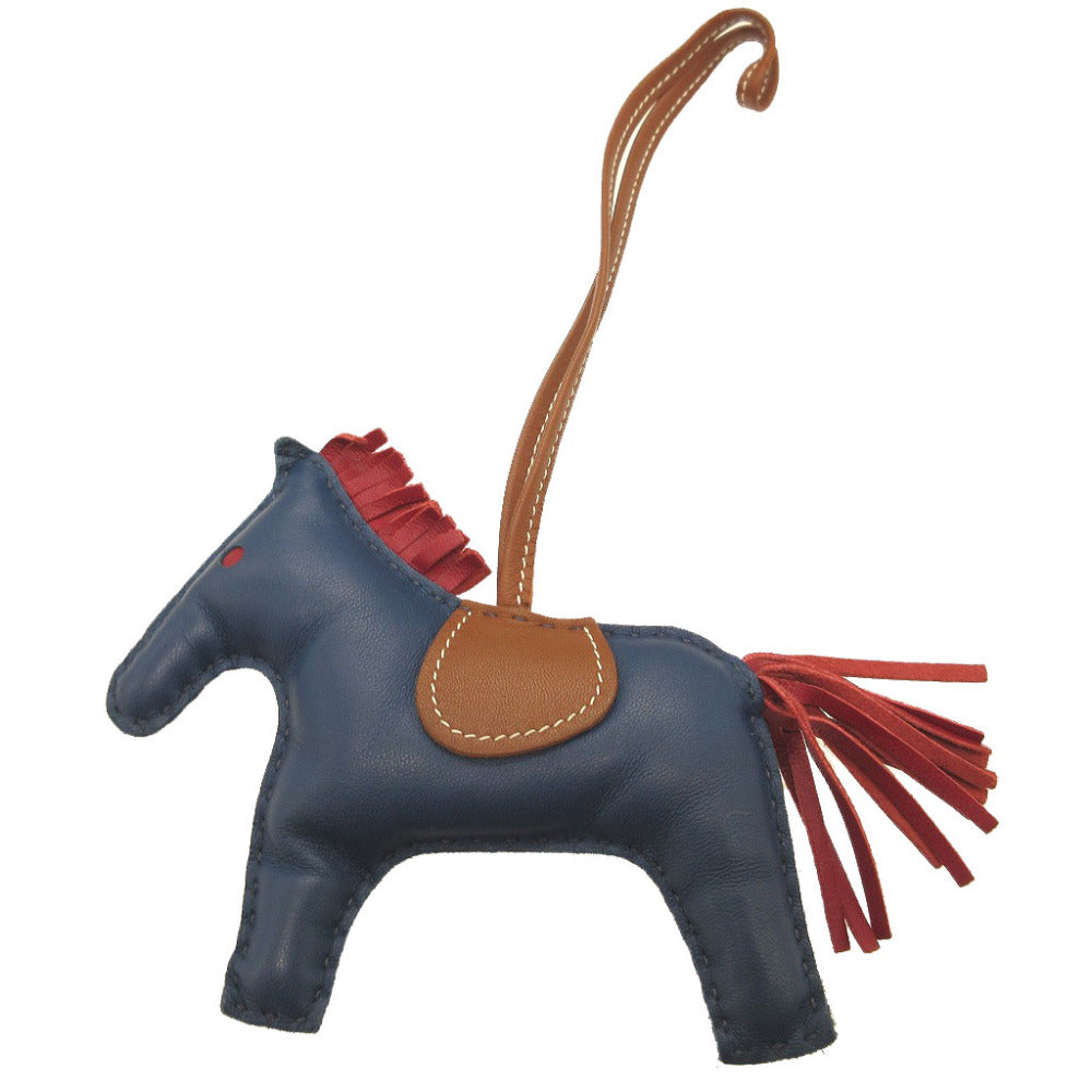 美品 エルメス ロデオチャームMM アニューミロ ブルードマルト ルビー フォーブ バッグチャーム キーホルダー 0044【中古】HERMES