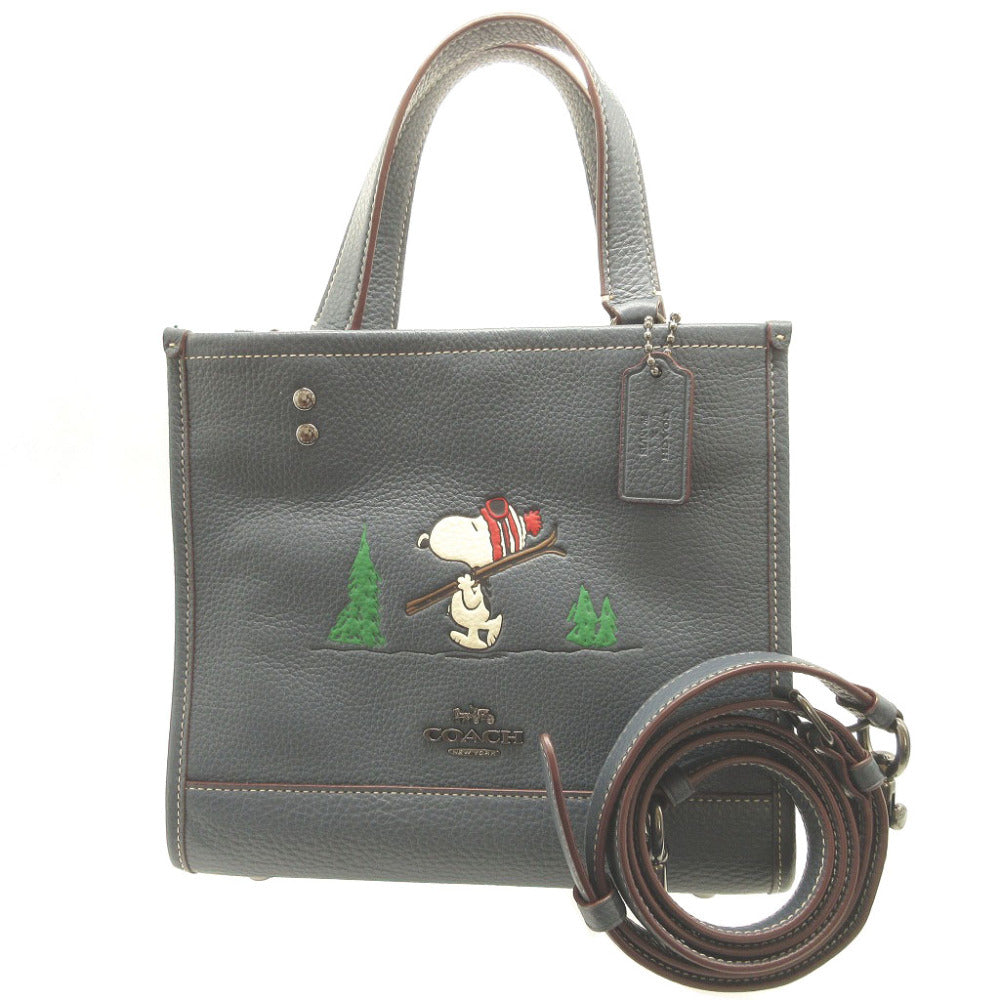 新品同様 コーチ スヌーピー コラボ CE849 レザー ブルー 青 2way ショルダー ハンドバッグ バッグ 0046【中古】COACH