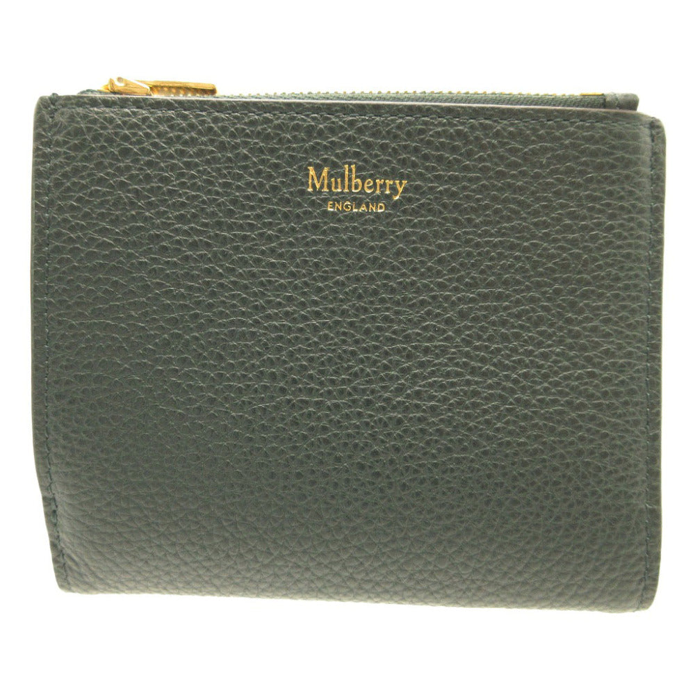 新品同様 マルベリー コンパクトウォレット レザー グリーン 緑 2つ折り財布 財布 0048【中古】Mulberry
