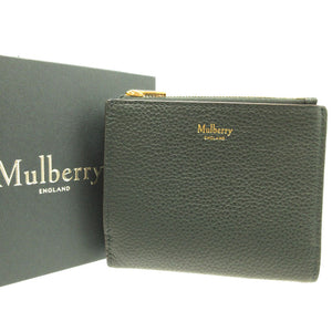 新品同様 マルベリー コンパクトウォレット レザー グリーン 緑 2つ折り財布 財布 0048【中古】Mulberry
