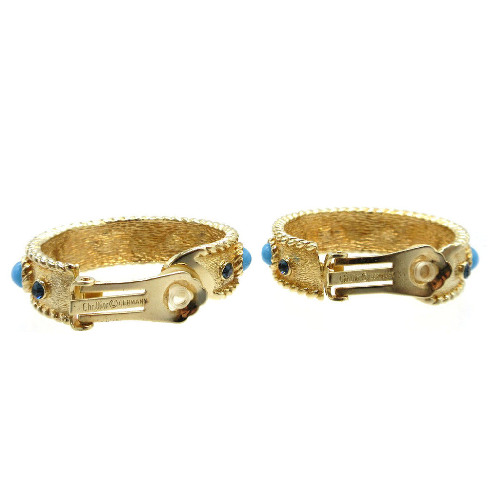 新品同様 クリスチャンディオール ヴィンテージ ストーン ターコイズ メタル ゴールド イヤリング 0069【中古】Christian Dior