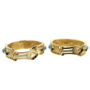 新品同様 クリスチャンディオール ヴィンテージ ストーン ターコイズ メタル ゴールド イヤリング 0069【中古】Christian Dior