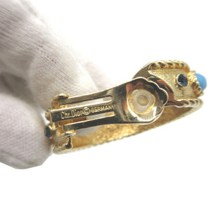 新品同様 クリスチャンディオール ヴィンテージ ストーン ターコイズ メタル ゴールド イヤリング 0069【中古】Christian Dior