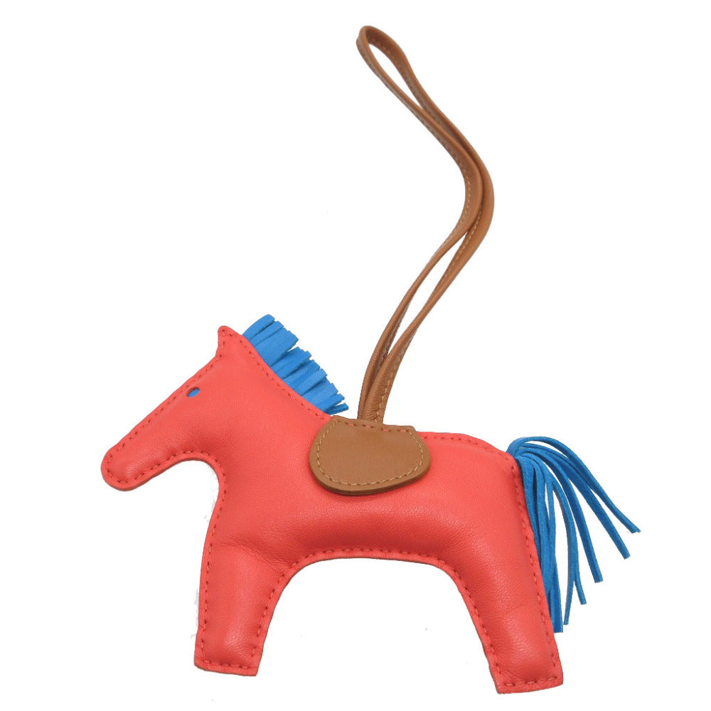 新品同様 エルメス ロデオチャームMM アニューミロ Y刻印(2020年製) ローズテキサス ブルーザンジバル ゴールド バッグチャーム キーホルダー 0070【中古】HERMES