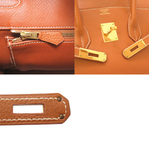 美品 エルメス バーキン35 トゴ ゴールド ゴールド金具 □D刻印 ハンドバッグ バッグ 茶 0082 【中古】 HERMES
