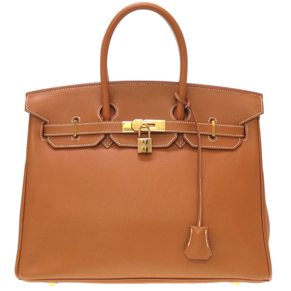 美品 エルメス バーキン35 トゴ ゴールド ゴールド金具 □D刻印 ハンドバッグ バッグ 茶 0082 【中古】 HERMES