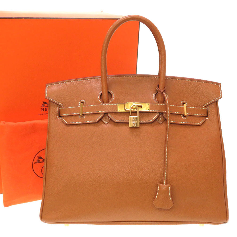 美品 エルメス バーキン35 トゴ ゴールド ゴールド金具 □D刻印 ハンドバッグ バッグ 茶 0082 【中古】 HERMES