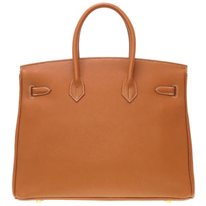 美品 エルメス バーキン35 トゴ ゴールド ゴールド金具 □D刻印 ハンドバッグ バッグ 茶 0082 【中古】 HERMES