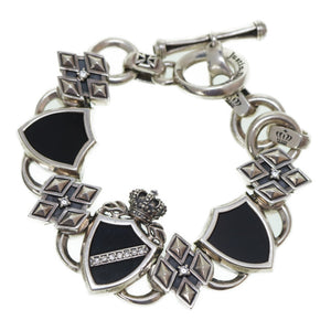 ジャスティンデイビス ヘリテージ ブレスレット オニキス/ダイヤモンド/ホワイトサファイア シルバー925 ブラック 黒 アクセサリー 0089【中古】Justin Davis