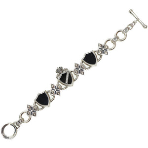 ジャスティンデイビス ヘリテージ ブレスレット オニキス/ダイヤモンド/ホワイトサファイア シルバー925 ブラック 黒 アクセサリー 0089【中古】Justin Davis