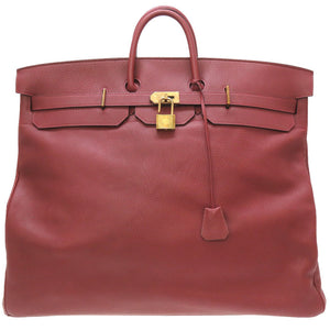 美品 エルメス オータクロア60 アルデンヌ ルージュアッシュ ゴールド金具 □E刻印 ボストンバッグ バッグ 赤 0095 【中古】 HERMES メンズ