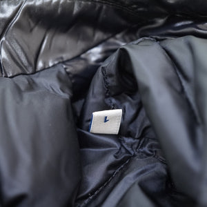 美品 モンクレール × ルイスレザー × フラグメント ジーニアス ライダース ダウン ジャケット ダブル ブラック サイズ1 黒 0098【中古】MONCLER メンズ