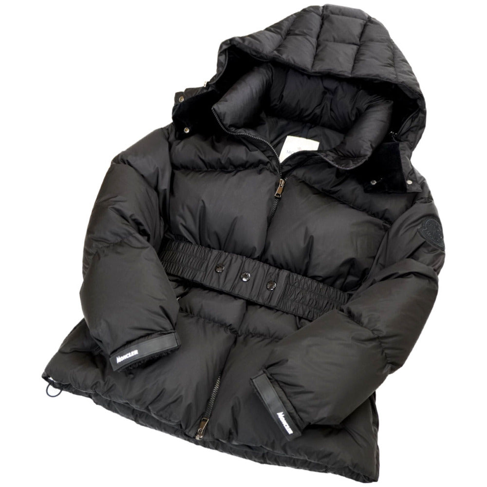 美品 モンクレール TIAC ダウンジャケット ブラック サイズ2 ベルト付 黒 0101【中古】MONCLER レディース