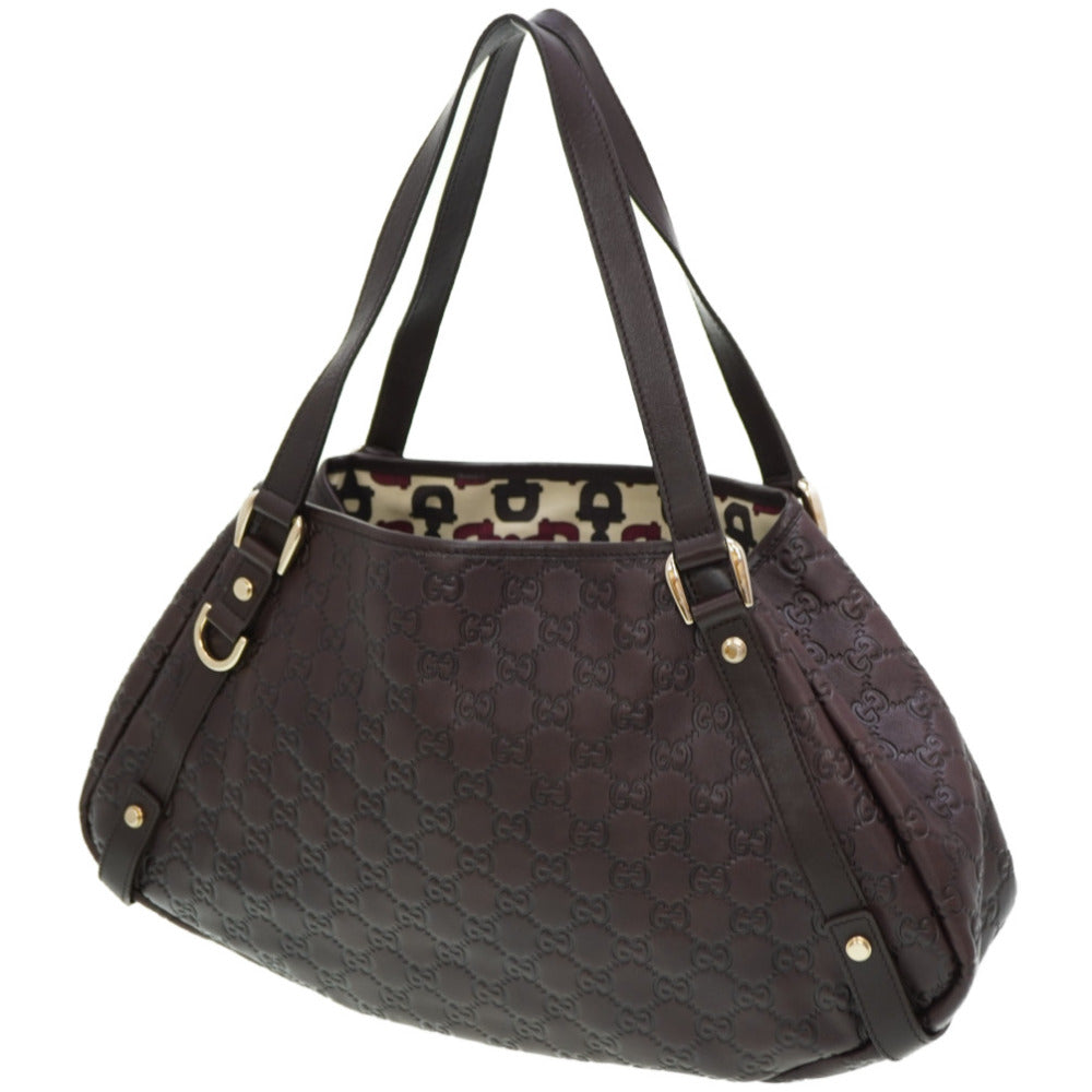 美品 グッチ グッチシマ トートバッグ 130736 ブラウン 0102【中古】GUCCI
