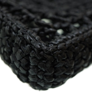 新品同様 プラダ ラフィア トートバッグ 1BG393 ブラック 黒 編み込み 0107【中古】PRADA