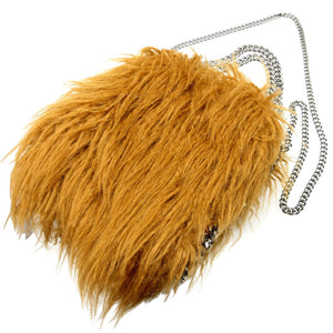 美品 ステラマッカートニー ファー アクリル ブラウン 茶 チェーン ショルダー トートバッグ バッグ 0109【中古】STELLA McCARTNEY