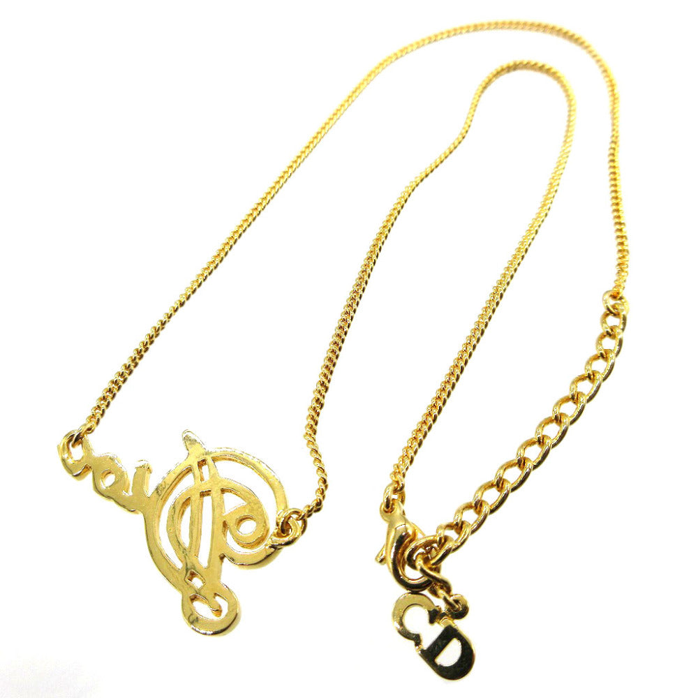 美品 クリスチャンディオール ロゴ メタル ゴールド ネックレス 0110【中古】Christian Dior