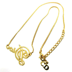 美品 クリスチャンディオール ロゴ メタル ゴールド ネックレス 0110【中古】Christian Dior
