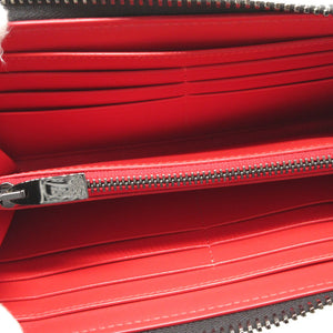 美品 クリスチャンルブタン パネトーネ スタッズ レザー グレー ラウンドファスナー長財布 財布 0114【中古】Christian Louboutin