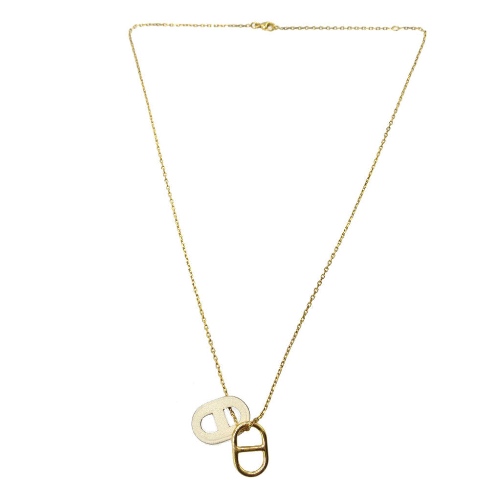 新品同様 エルメス オーマイヨンPM メタル レザー ゴールド ナタ ネックレス 0116【中古】HERMES