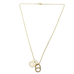 新品同様 エルメス オーマイヨンPM メタル レザー ゴールド ナタ ネックレス 0116【中古】HERMES