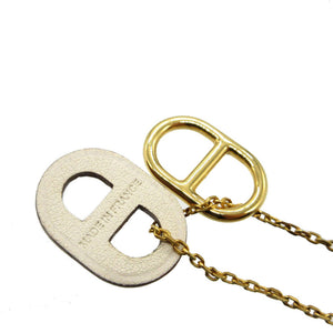 新品同様 エルメス オーマイヨンPM メタル レザー ゴールド ナタ ネックレス 0116【中古】HERMES