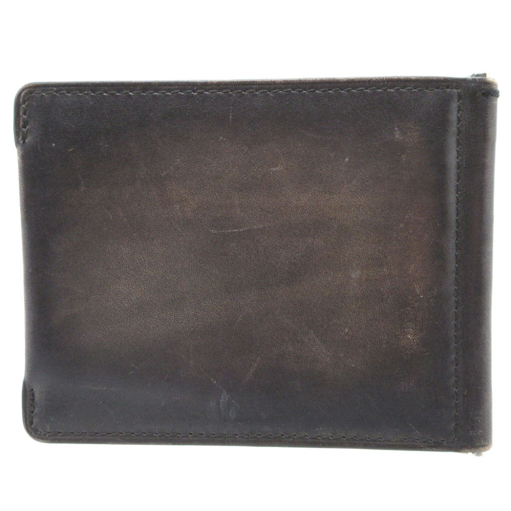 ベルルッティ カリグラフィー レザー ブラック 黒 マネークリップ 札入れ 2つ折り 財布 0119【中古】BERLUTI