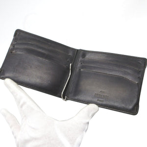 ベルルッティ カリグラフィー レザー ブラック 黒 マネークリップ 札入れ 2つ折り 財布 0119【中古】BERLUTI