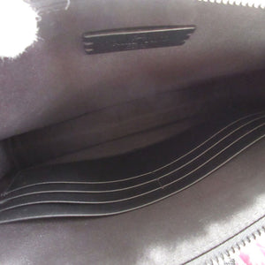 美品 ヴァレンティノ VLTNロゴ キャンバス ブラック 黒 ブルー 青 クラッチバッグ バッグ 0120【中古】VALENTINO