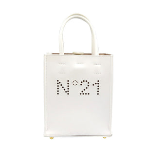 美品 ヌメロヴェントゥーノ 20EBM0205ENGT マイクロショッピング エナメル ゴールド金具 ホワイト 白 ハンドバッグ 0142【中古】N°21