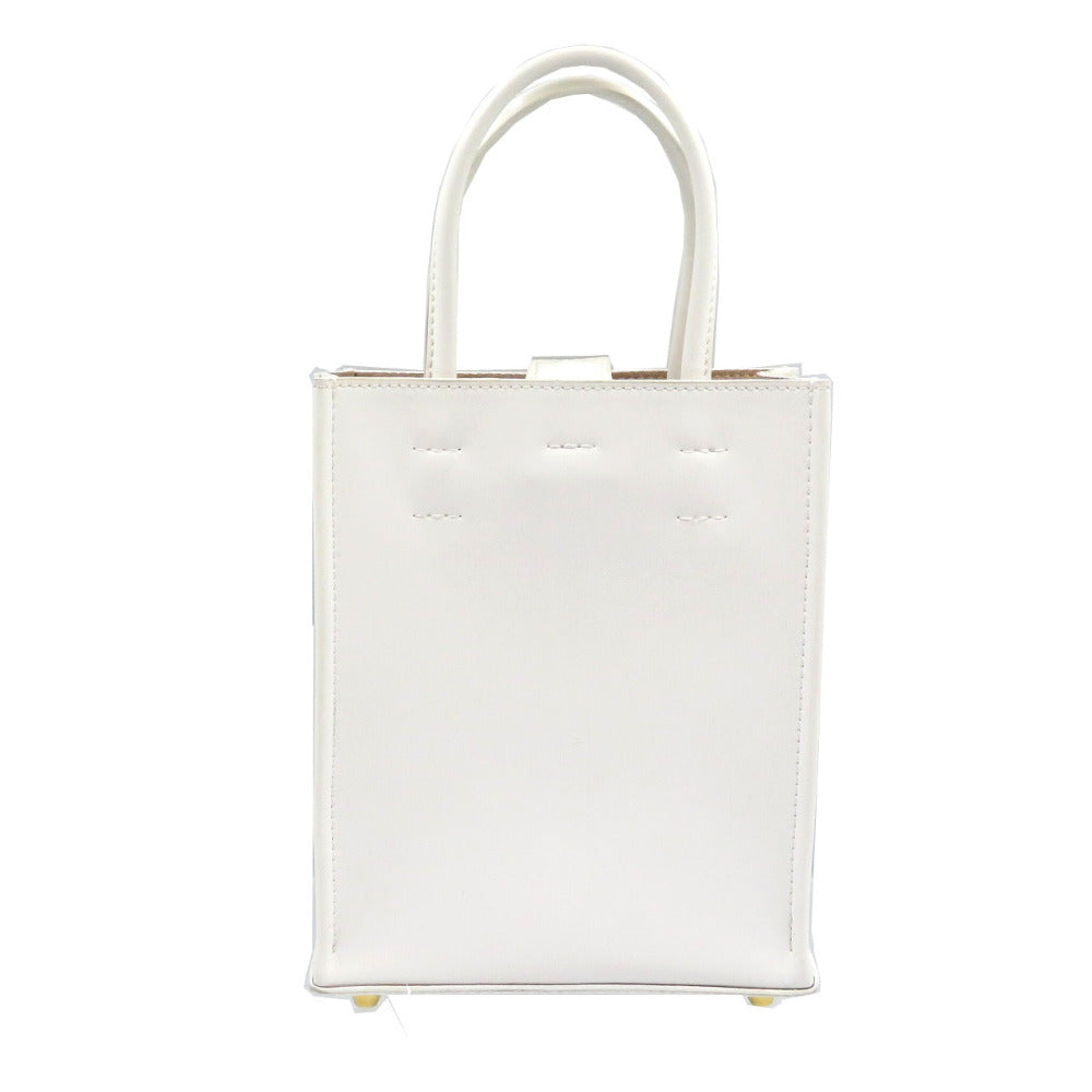 美品 ヌメロヴェントゥーノ 20EBM0205ENGT マイクロショッピング エナメル ゴールド金具 ホワイト 白 ハンドバッグ 0142【中古】N°21