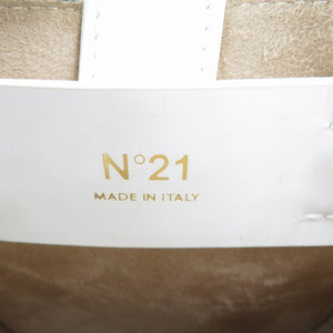 美品 ヌメロヴェントゥーノ 20EBM0205ENGT マイクロショッピング エナメル ゴールド金具 ホワイト 白 ハンドバッグ 0142【中古】N°21