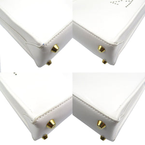 美品 ヌメロヴェントゥーノ 20EBM0205ENGT マイクロショッピング エナメル ゴールド金具 ホワイト 白 ハンドバッグ 0142【中古】N°21
