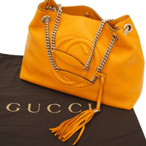 新品同様 グッチ ソーホー チェーン ショルダーバッグ インターロッキングG 308982 レザー オレンジ 0166【中古】GUCCI