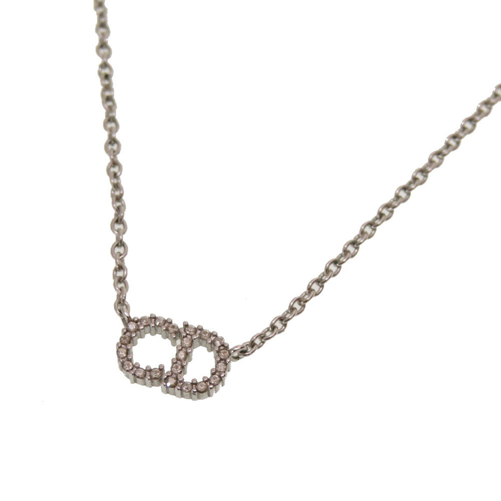 新品同様 クリスチャン ディオール クレールディーリュヌ ロゴ CD N0717 CDLCY D102 シルバー ストーン ネックレス アクセサリー 0174 【中古】 Christian Dior