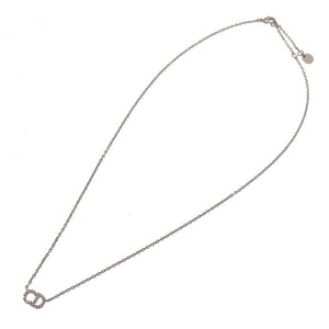 新品同様 クリスチャン ディオール クレールディーリュヌ ロゴ CD N0717 CDLCY D102 シルバー ストーン ネックレス アクセサリー 0174 【中古】 Christian Dior