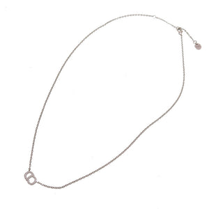 新品同様 クリスチャン ディオール クレールディーリュヌ ロゴ CD N0717 CDLCY D102 シルバー ストーン ネックレス アクセサリー 0174 【中古】 Christian Dior