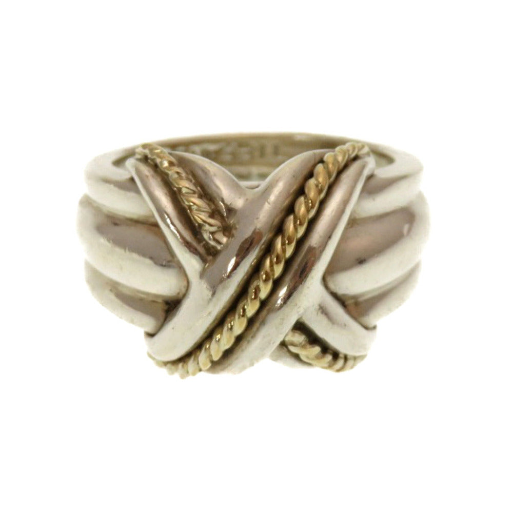 ティファニー シグネチャークロス リング 指輪 シルバー925 K18イエローゴールド 日本サイズ11号 アクセサリー 0179 【中古】 TIFFANY & Co.